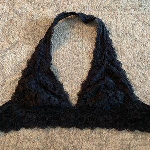 Free people black halter lace bralette